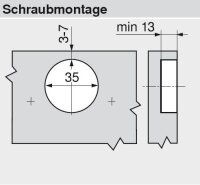 79B3450 CLIP top BLUMOTION Winkelscharnier -45° III, max. aufschl., Topf: Schrauben