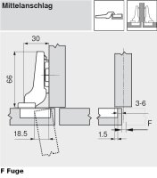 CLIP top Standardscharnier 100°, gekröpft, mit...