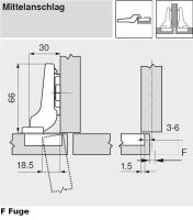71M2680 CLIP top Standardscharnier 100°, gekröpft, mit Feder, Topf: Einpressen