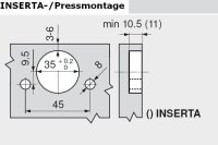71M2780 CLIP top Standardscharnier 100°, hochgekröpft, mit Feder, Topf: Einpressen