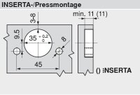 71T6580 CLIP top Weitwinkelscharnier 170°, gerade, mit Feder, Topf: Einpressen