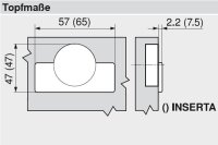 71T6580 CLIP top Weitwinkelscharnier 170°, gerade, mit Feder, Topf: Einpressen