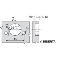79T9590B CLIP top Stollenscharnier 95°, mit Feder, Topf: INSERTA