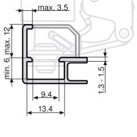 71T970A.22 CLIP top Alurahmenscharnier 95°, Innenanschlag, mit Feder, Topf: Klemmen