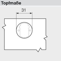 75T4300 CLIP top Glastürscharnier 94°, hochgekröpft, mit Feder, Topf: Schrauben