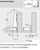71T0750 CLIP top Minischarnier 94°, hochgekröpft, mit Feder, Topf: Schrauben