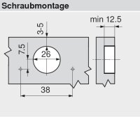 71T0550 CLIP top Minischarnier 94°, gerade, mit Feder, Topf: Schrauben