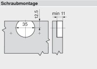 CLIP top 60° Eckschrank-Falttürscharnier, mit Feder, Topf: Schrauben