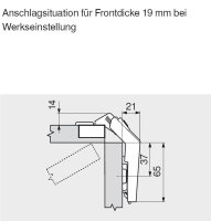 CLIP top 60° Eckschrank-Falttürscharnier, mit Feder, Topf: Einpressen