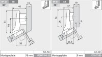 78A9556.T CLIP top 95° Winkelscharnier +30° II, aufschlagend, ohne Feder, Topf: Schrauben