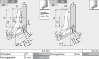78A9556.T CLIP top Winkelscharnier +30° II, aufschlagend, ohne Feder, Topf: Schrauben