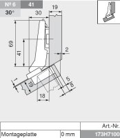 78A9556.T CLIP top Winkelscharnier +30° II, aufschlagend, ohne Feder, Topf: Schrauben