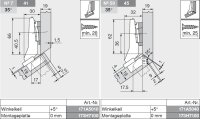 78A9556.T CLIP top Winkelscharnier +30° II, aufschlagend, ohne Feder, Topf: Schrauben