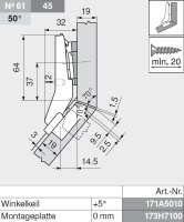 78A9658.T CLIP top 95° Winkelscharnier +45° I, halbaufschlagend, ohne Feder, Topf: Schrauben