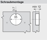 78A9658.T CLIP top 95° Winkelscharnier +45° I, halbaufschlagend, ohne Feder, Topf: Schrauben