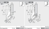 78A9658.T CLIP top Winkelscharnier +45° I, halbaufschlagend, ohne Feder, Topf: Schrauben