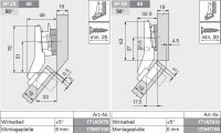 78A9658.T CLIP top Winkelscharnier +45° I, halbaufschlagend, ohne Feder, Topf: Schrauben