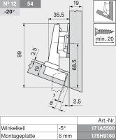78A5453.T CLIP top 110° Winkelscharnier -15° III,...