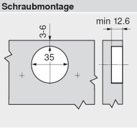 78T5550 CLIP top Winkelscharnier +45° II, aufschlagend, ohne Feder, Topf: Schrauben