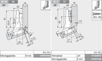 78A9555.T CLIP top Winkelscharnier +20° II, aufschlagend, ohne Feder, Topf: Schrauben