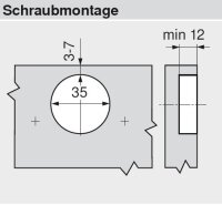 78A9555.T CLIP top Winkelscharnier +20° II, aufschlagend, ohne Feder, Topf: Schrauben