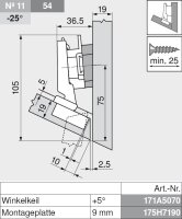 78A5451.T CLIP top Winkelscharnier -30° III, max. aufschlagend, ohne Feder, Topf: Schrauben