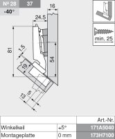CLIP top Winkelscharnier -45° III, max. aufschlagend, ohne Feder, Topf: Schrauben