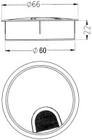 Zamak-Kabeldurchführung mit DREIKA-System, 60mm, Chrom poliert