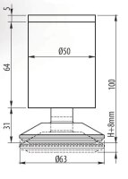 Möbelfuß Chrom poliert / Aluminium 100mm D=50mm