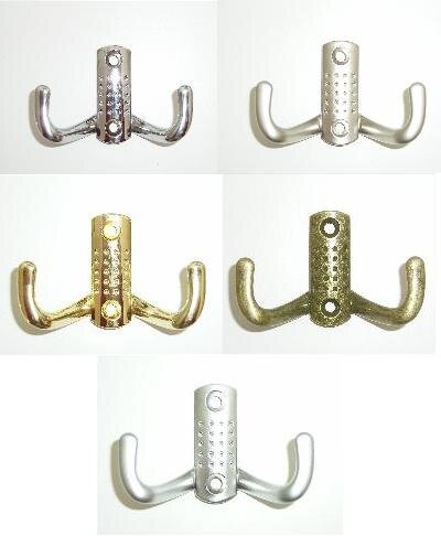 Kleiderhaken, Lochprägung, Chrom poliert, Satin, Messingoptik, Antik Messing oder Chrom matt