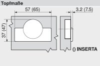 70T7550OX CLIP top 0-Einsprungscharnier 155°, Eckanschlag, ohne Feder, zum Anschrauben, onyxschwarz