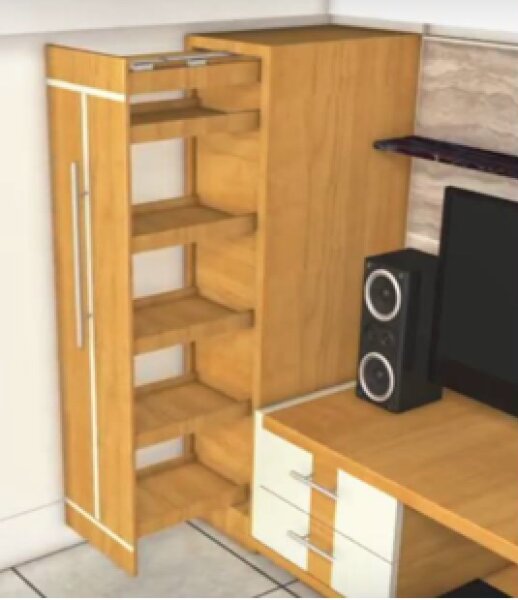 Kulissenauszug, Hochschrankauszug für Holzboden/Schrank, bis 100 kg, mit Softclosing