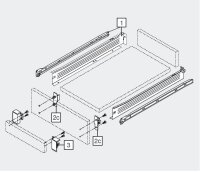 320N5500C blum METABOX Stahlzarge N = 54 mm, Teilauszug, 25 kg, NL=550 mm, Schraubversion