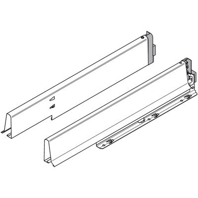 378M5004SG TANDEMBOX plus/antaro Spülenzarge, Höhe M=83 mm, RAL 9006 weißaluminium, NL=500mm, li/re