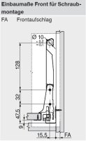 378M5004SG TANDEMBOX plus/antaro Spülenzarge, Höhe M=83 mm, RAL 9006 weißaluminium, NL=500mm, li/re