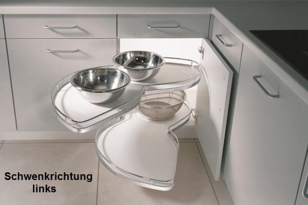 541.60.14L Eckschrank-Schwenkauszug LeMans Classic - Schwenkrichtung links für Türbreite 600 mm, silbergrau inkl. Achsrohr