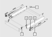 470N4502S MERIVOBOX Zarge oriongrau, Höhe N (68,5 mm), NL=450 mm, li/re, inkl. Abdeckkappen