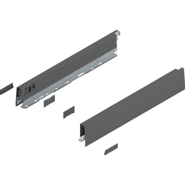 470N5002S MERIVOBOX Zarge oriongrau,  Höhe N (68,5 mm), NL=500 mm, li/re, inkl. Abdeckkappen