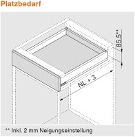 470N5002S MERIVOBOX Zarge oriongrau,  Höhe N (68,5 mm), NL=500 mm, li/re, inkl. Abdeckkappen