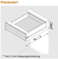 470M5502S MERIVOBOX Zarge seidenweiß, Höhe M (91 mm), NL=550 mm, li/re, inkl. Abdeckkappen