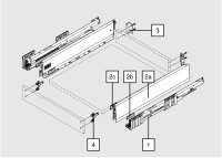 470M2702S MERIVOBOX Zarge indiumgrau, Höhe M (91 mm), NL=270 mm, li/re, inkl. Abdeckkappen