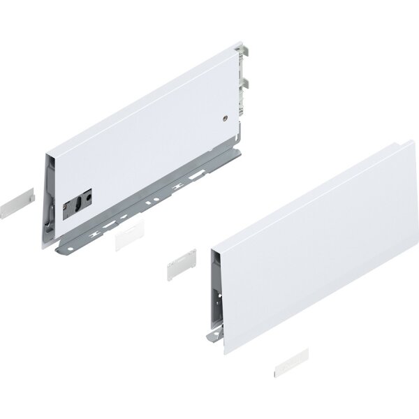 470K3502S MERIVOBOX Zarge, Höhe K (129 mm), NL=350 mm, li/re, inkl. Abdeckkappen, seidenweiß