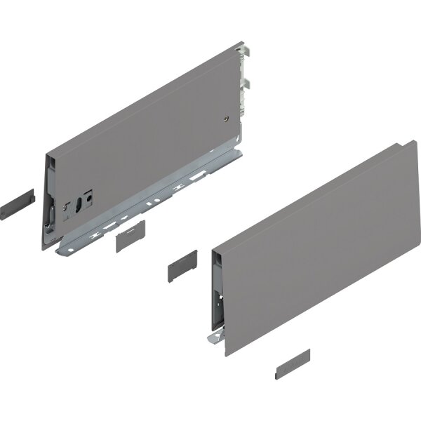 470K4002S MERIVOBOX Zarge, Höhe K (129 mm), NL=400 mm, li/re, inkl. Abdeckkappen, indiumgrau