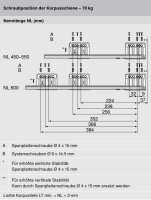 453.5501B MERIVOBOX Korpusschiene BLUMOTION/TIP-ON BLUMOTION, Vollauszug, 70kg, NL 550mm, links/rechts