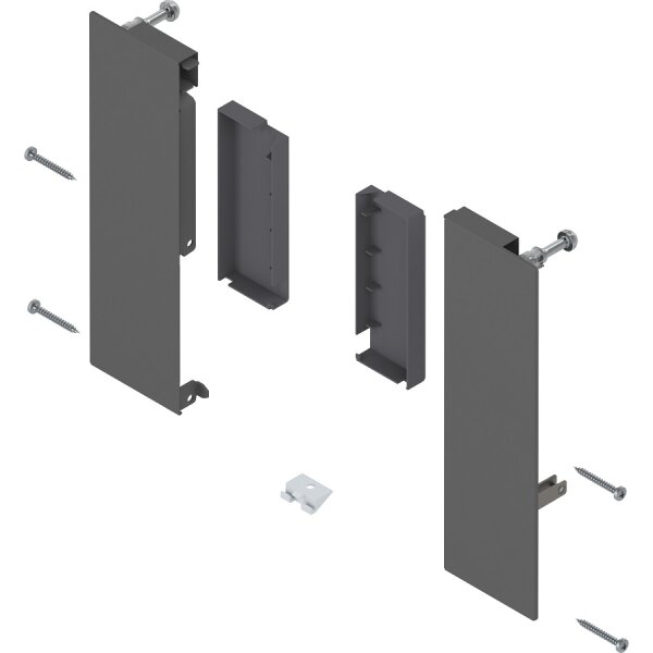 ZI4.2ES1 MERIVOBOX Fronthalter, Höhe E, für Innenauszug mit Reling, links/rechts, oriongrau