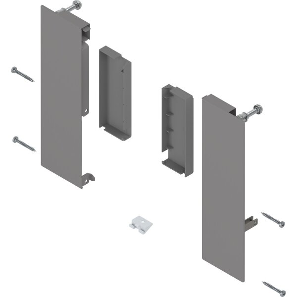 ZI4.2ES1 MERIVOBOX Fronthalter, Höhe E, für Innenauszug mit Reling, links/rechts, indiumgrau