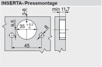 70T7590OX CLIP top 0-Einsprungscharnier 155°, Eckanschlag, ohne Feder, Topf: Inserta, onyxschwarz