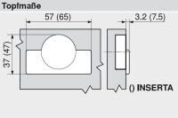 70T7590OX CLIP top 0-Einsprungscharnier 155°, Eckanschlag, ohne Feder, Topf: Inserta, onyxschwarz