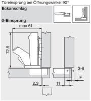 70T7590.TLOX CLIP top Weitwinkelscharnier für...
