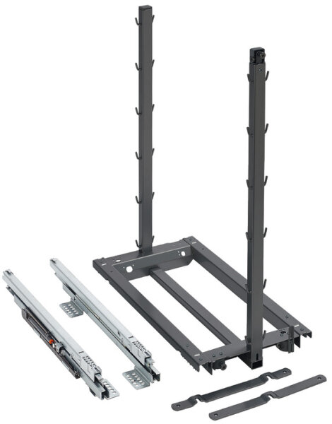 545.70.432 Kesseböhmer Dispensa Junior III, Vollauszug mit Selbsteinzug und Dämpfung mit Fronthalter, für Korpusbreite: 300 mm, anthrazit